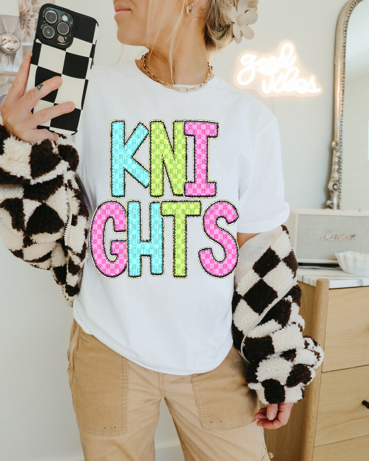 Knights Colorful Checkered (caplinger) DTF transfer