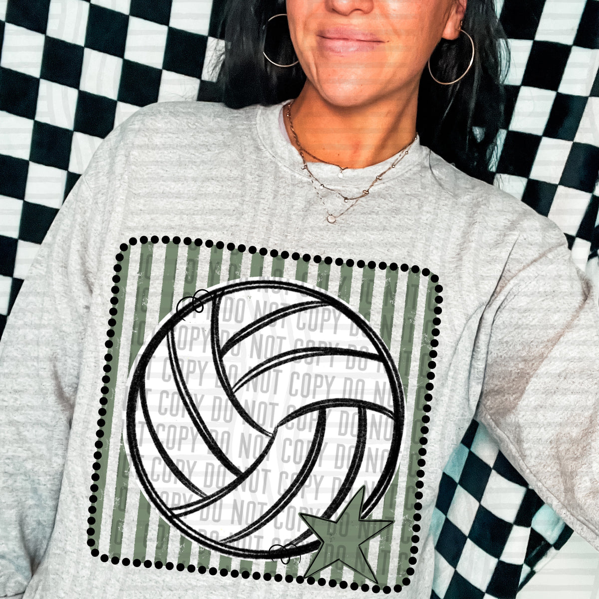 Volleyball sage striped frame (Caplinger) DTF transfer