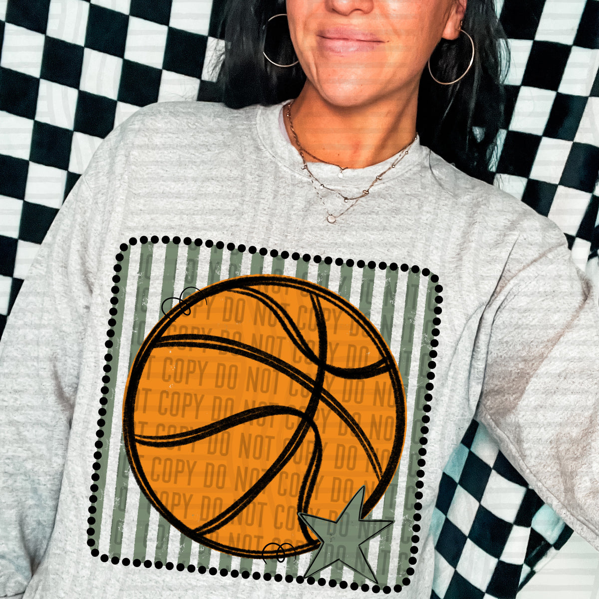 Basketball sage striped frame (Caplinger) DTF transfer