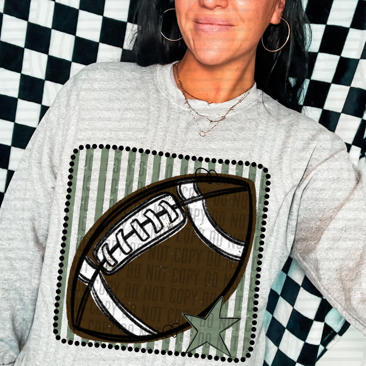 Football sage green striped frame (Caplinger) DTF transfer