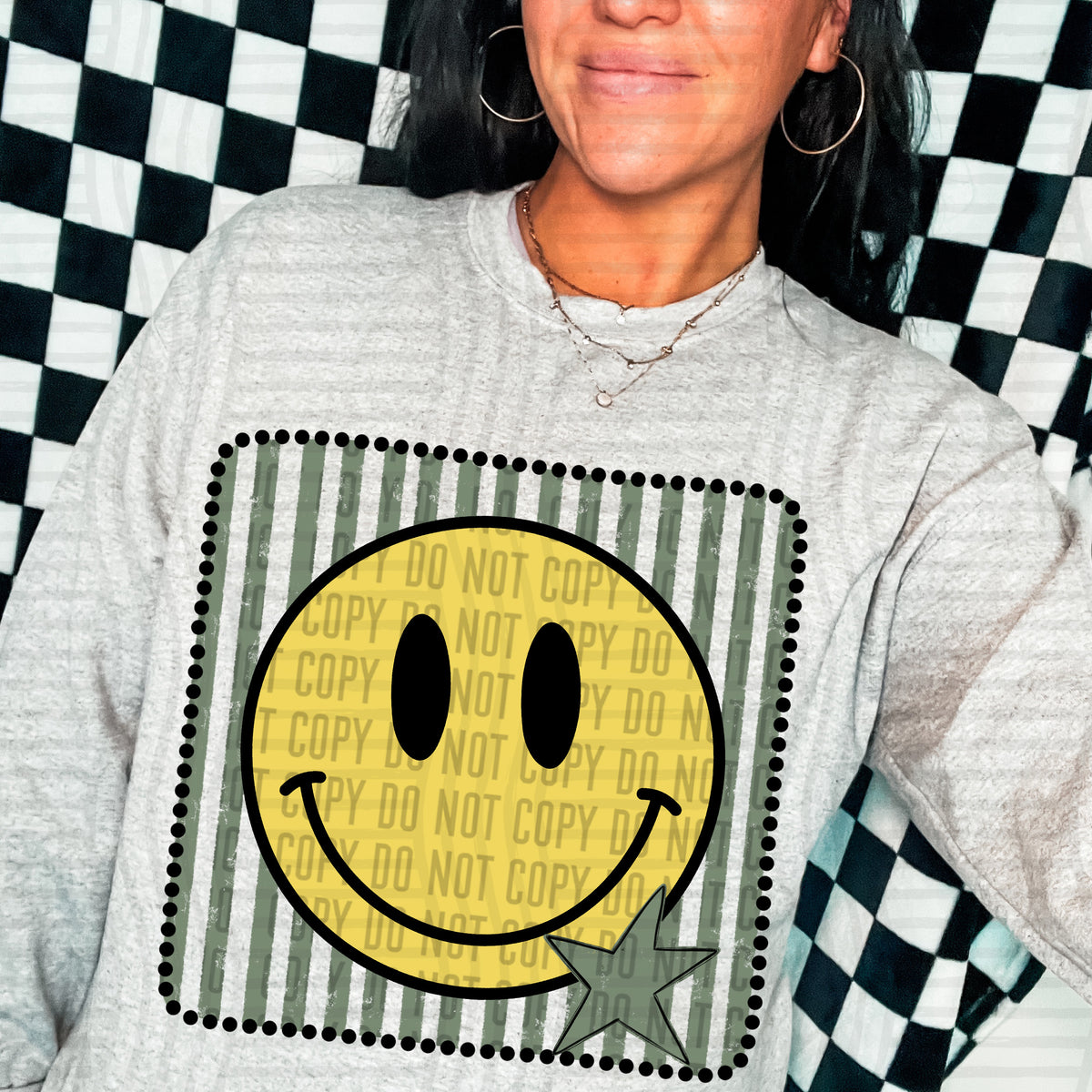 Smiley sage striped frame (Caplinger) DTF transfer