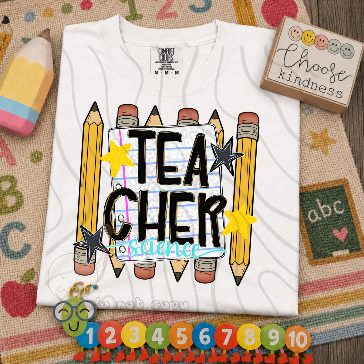 Science teacher pencil and stars (DKD) DTF transfer