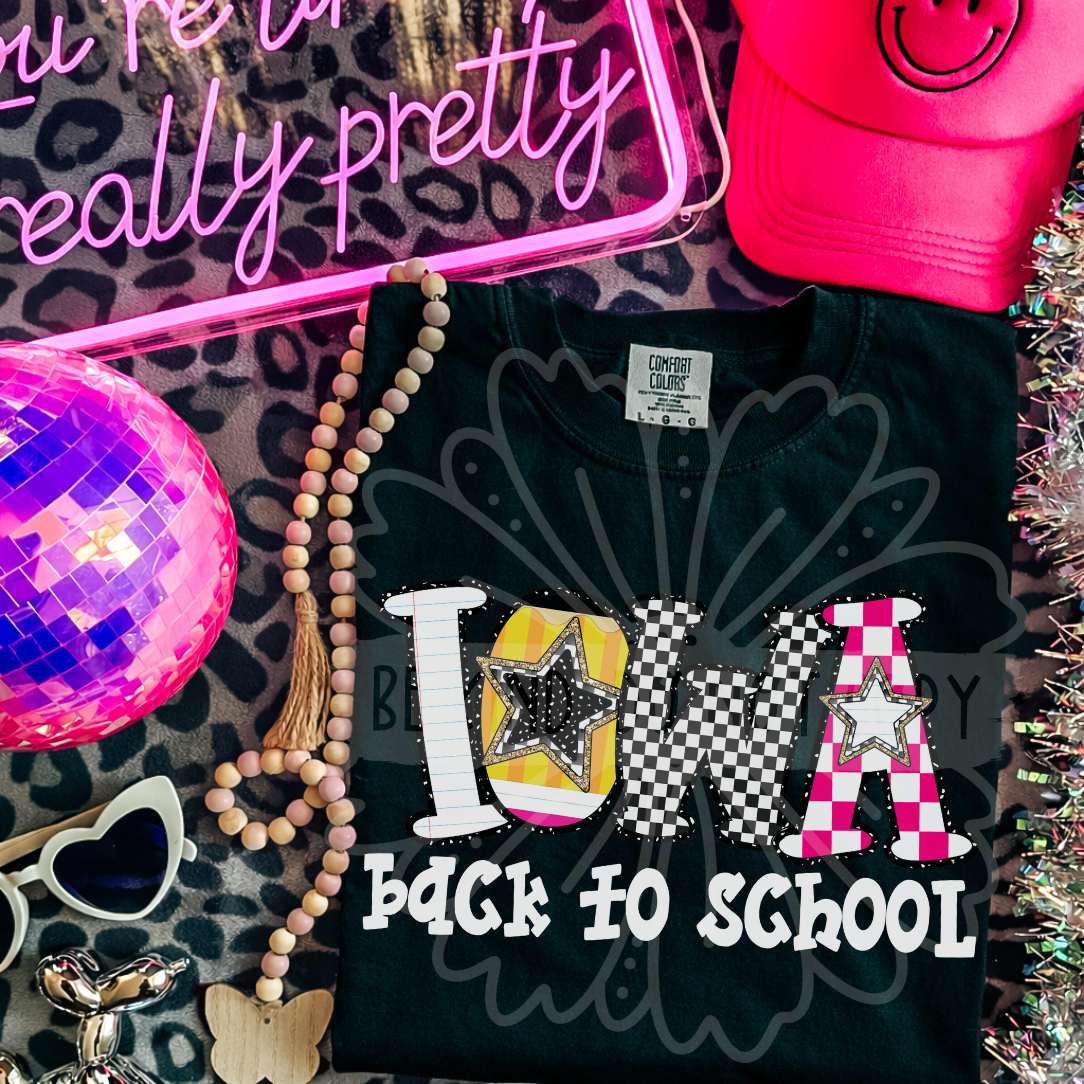 iowa back to school patterned letters (vehement) DTF Transfer