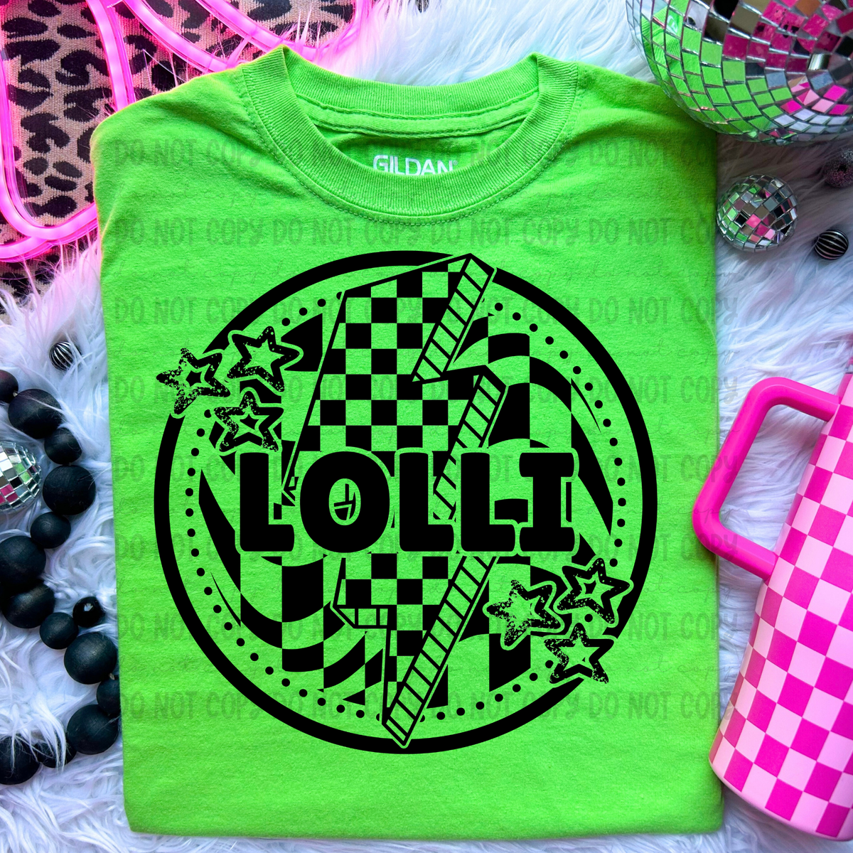 Lolli Black Checkered Bolt (REVEL) DTF transfer
