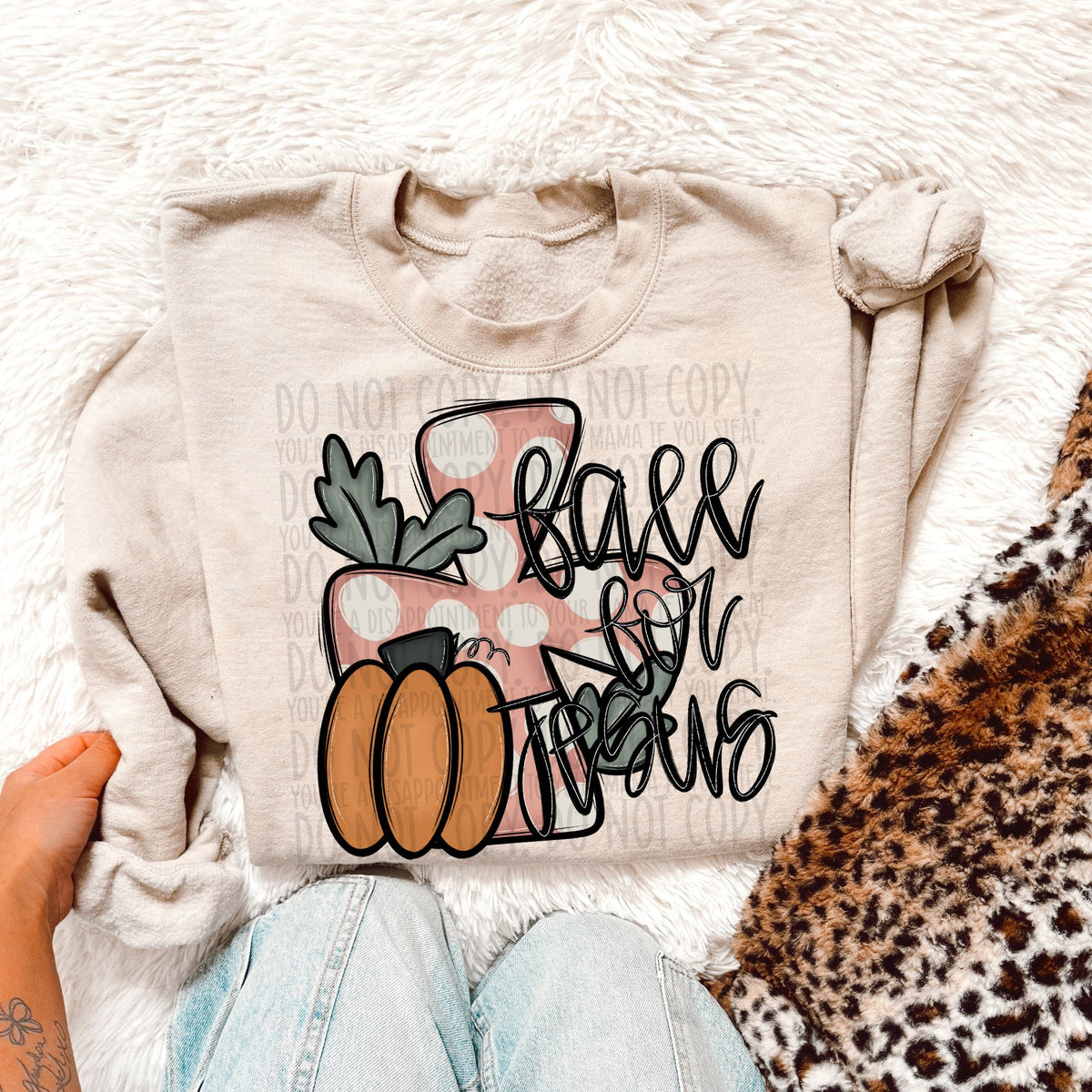 Fall for Jesus pumpkin and dotted cross (SWD) DTF transfer