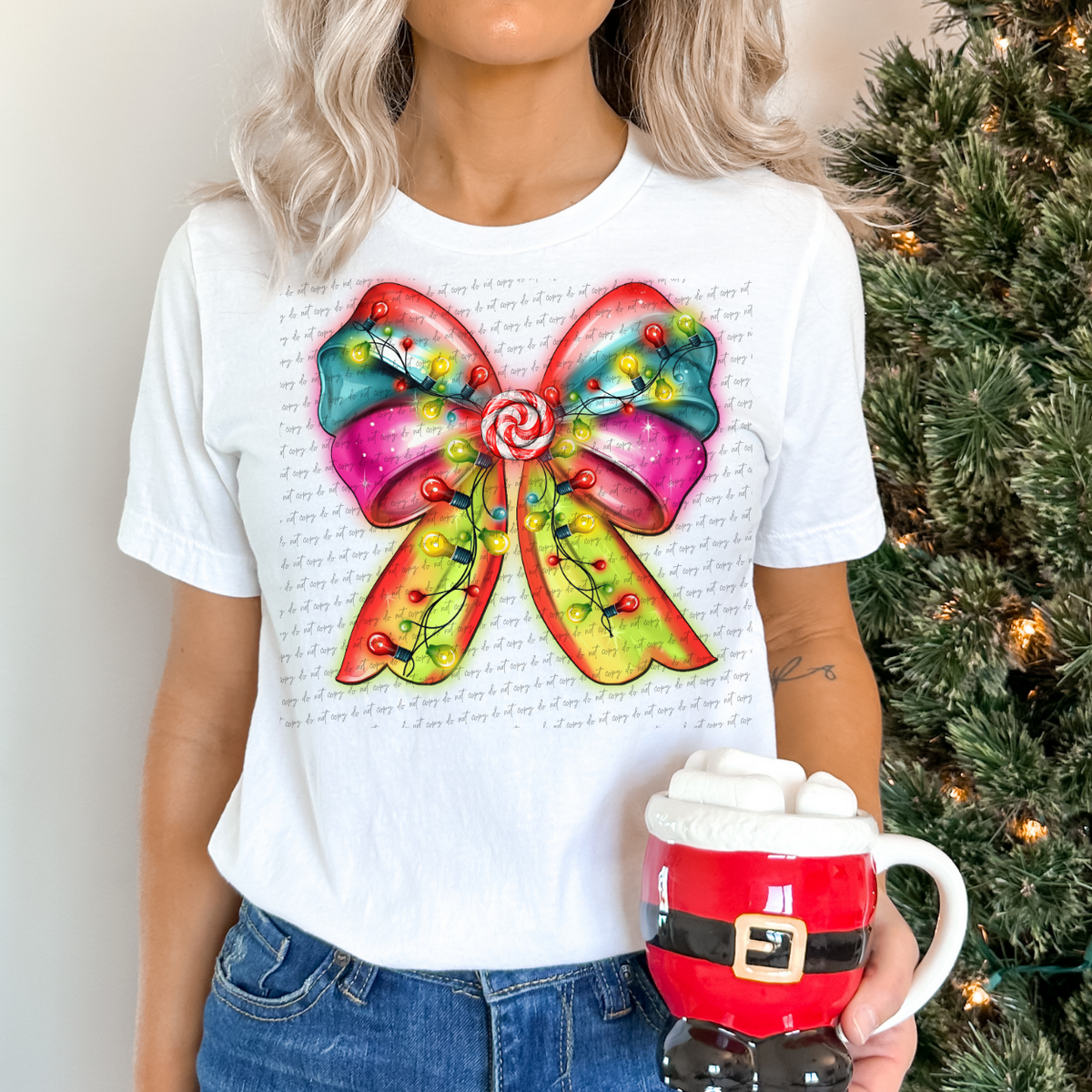 Bow With Christmas Lights 68178 DTF Transfer