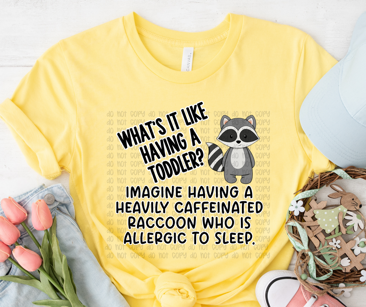 What's it like having a toddler raccoon DTF Transfer