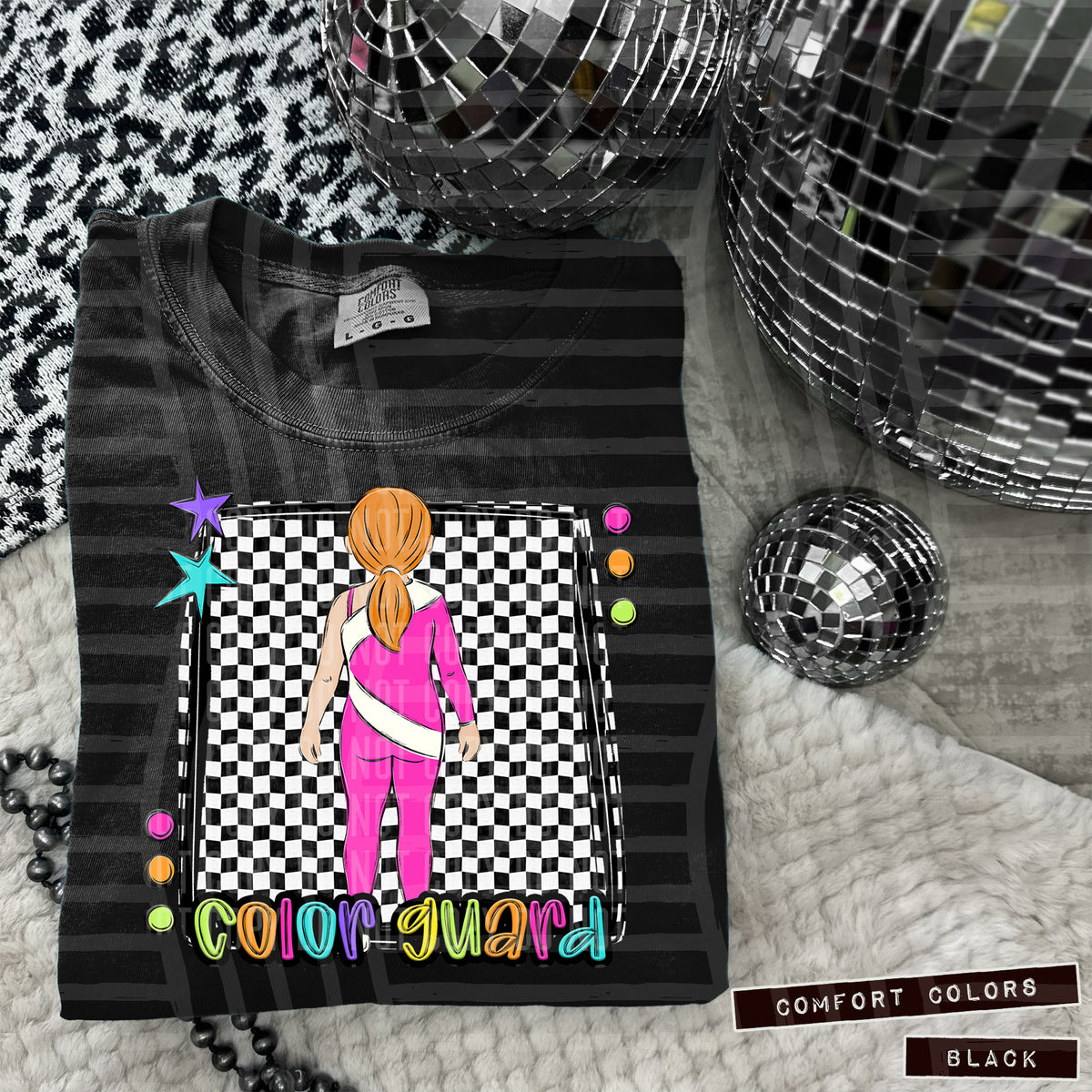 Color Guard preppy colorful light skin red ponytail (Caplinger)