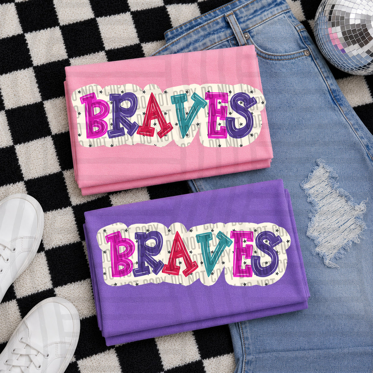 braves bubble around letters with small stars (Caplinger) DTF Transfer