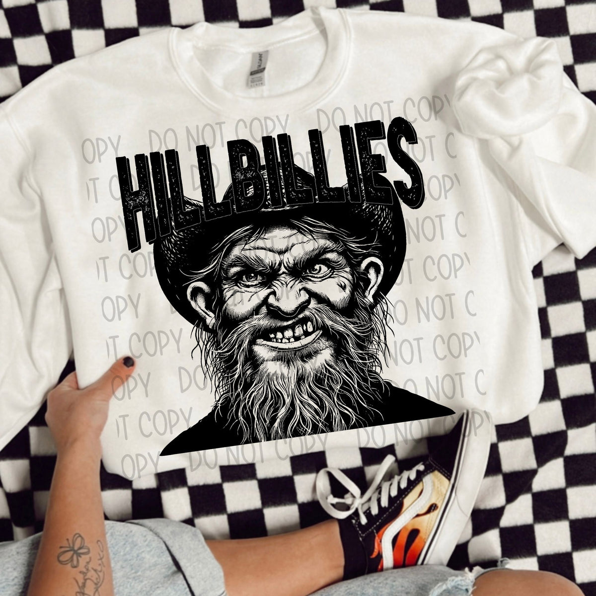 Hillbillies black/white outline DTF transfer