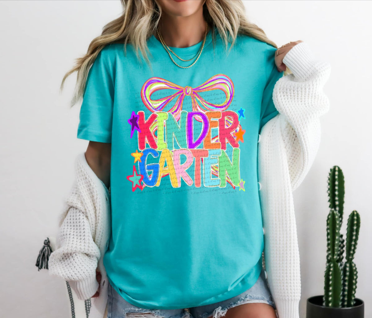 Kindergarten colorful with bow 107473 DTF transfer