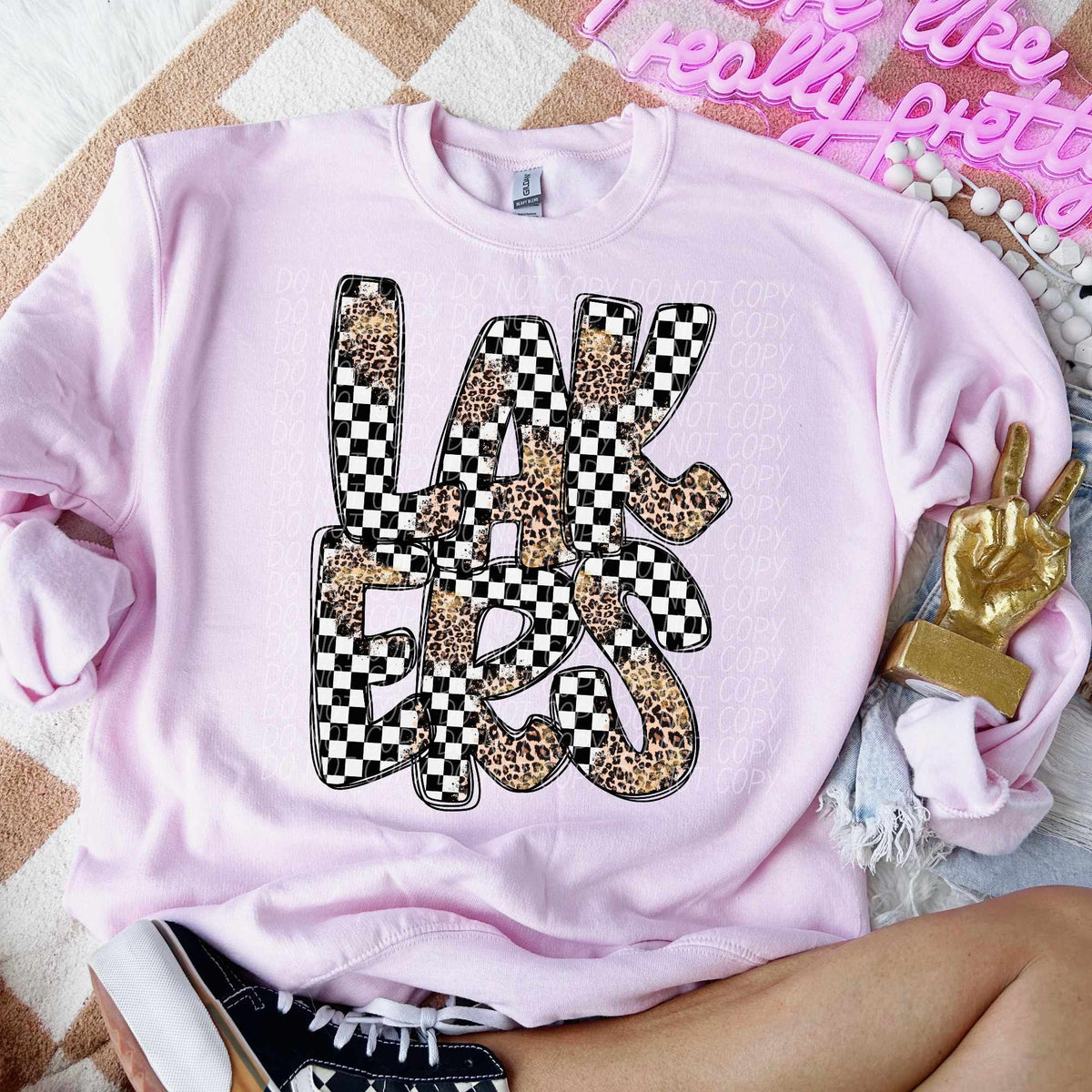 Lakers checkered leopard filled (CITY) 53260 DTF transfer