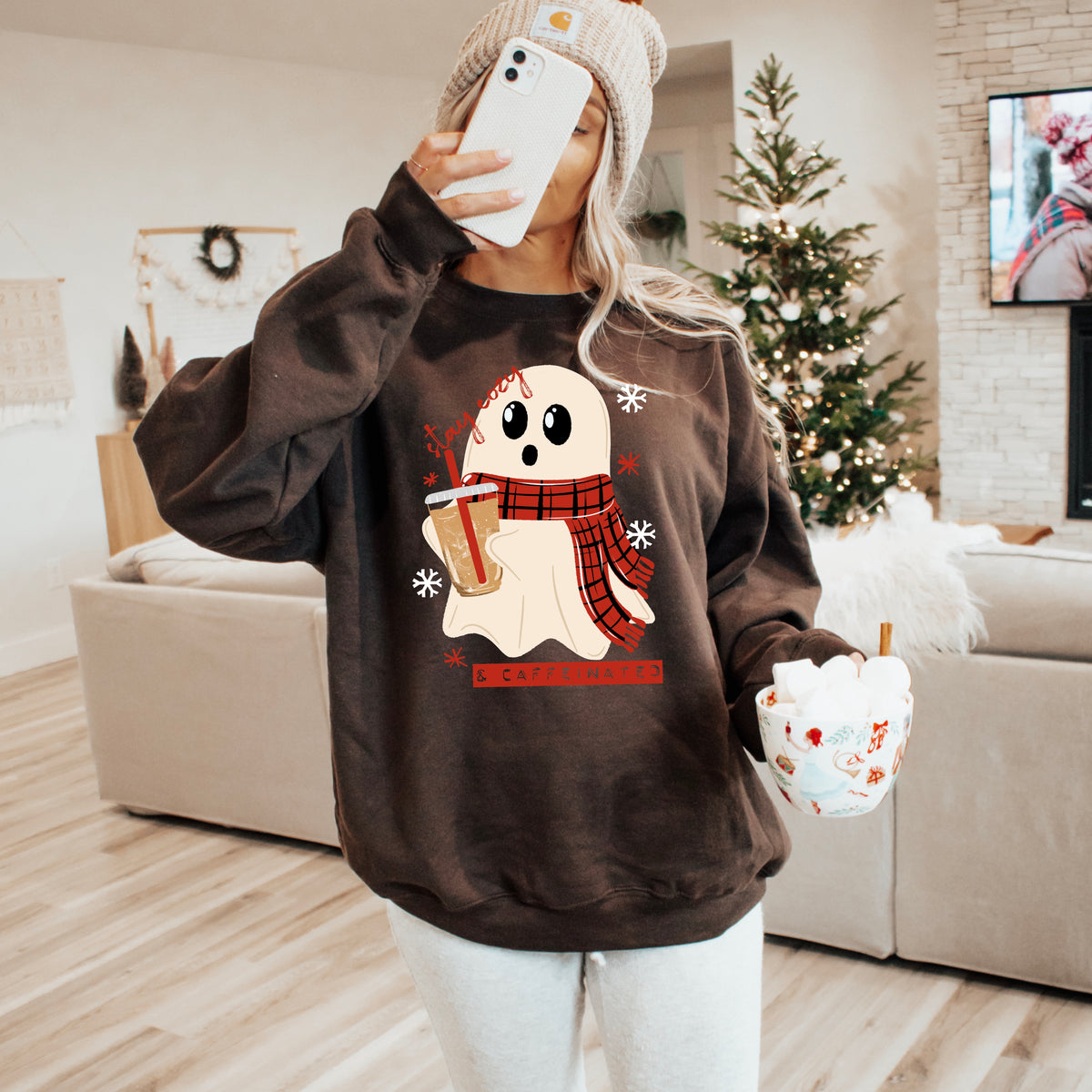 Cozy caffeinated ghost winter (Csc) DTF Transfer