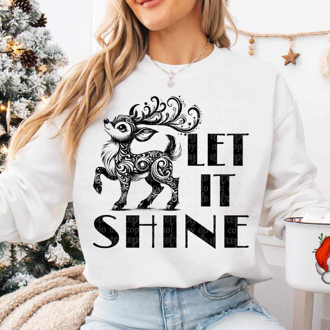Let it shine reindeer black (TDD) 64345 DTF transfer