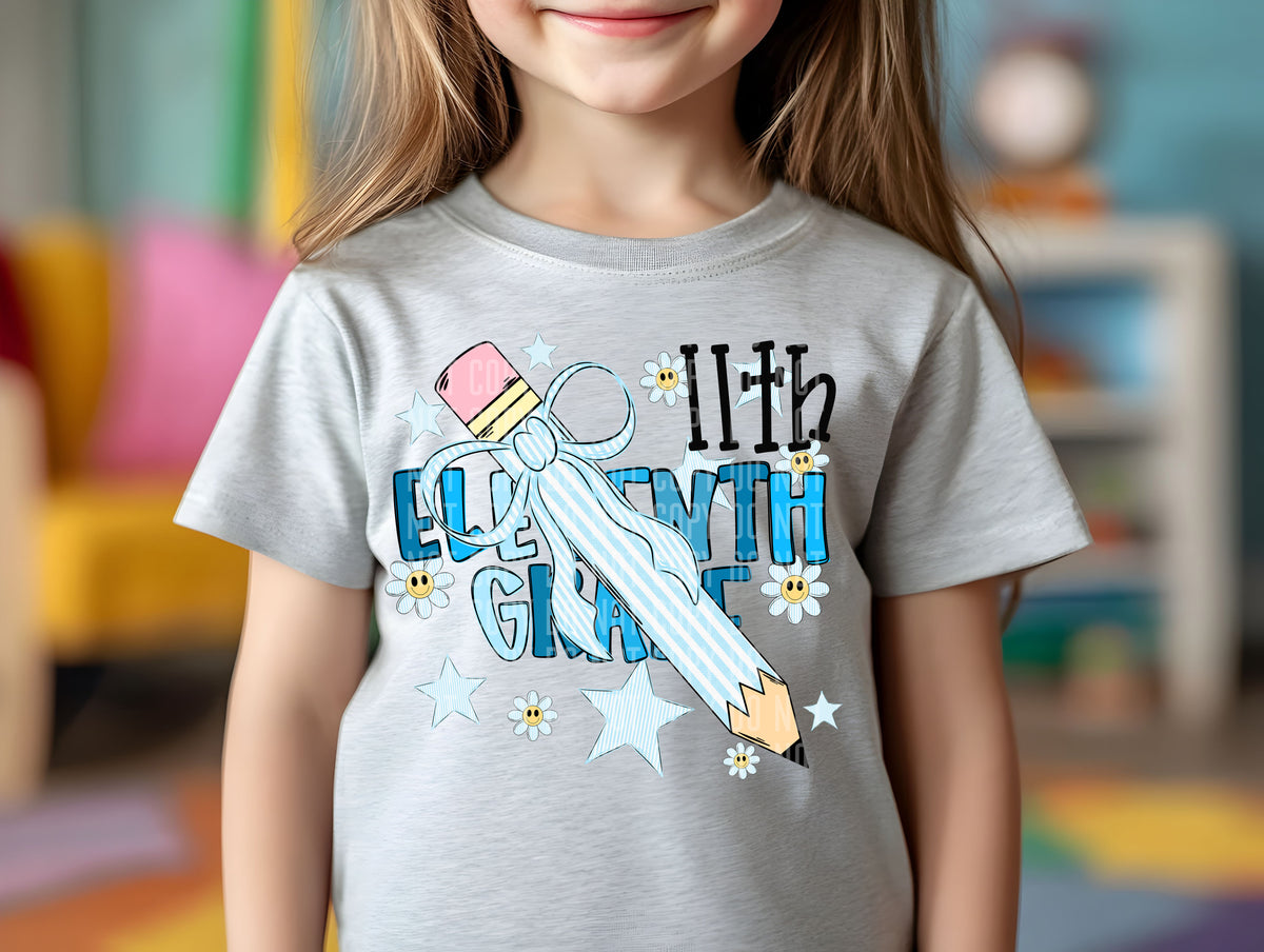 11th grade blue pencil bow (Caplinger) DTF transfer