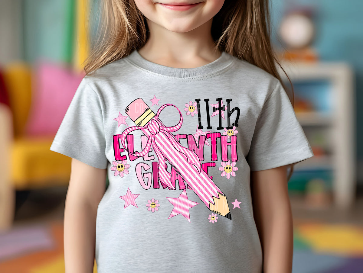 11th grade pink pencil bow (Caplinger) DTF transfer