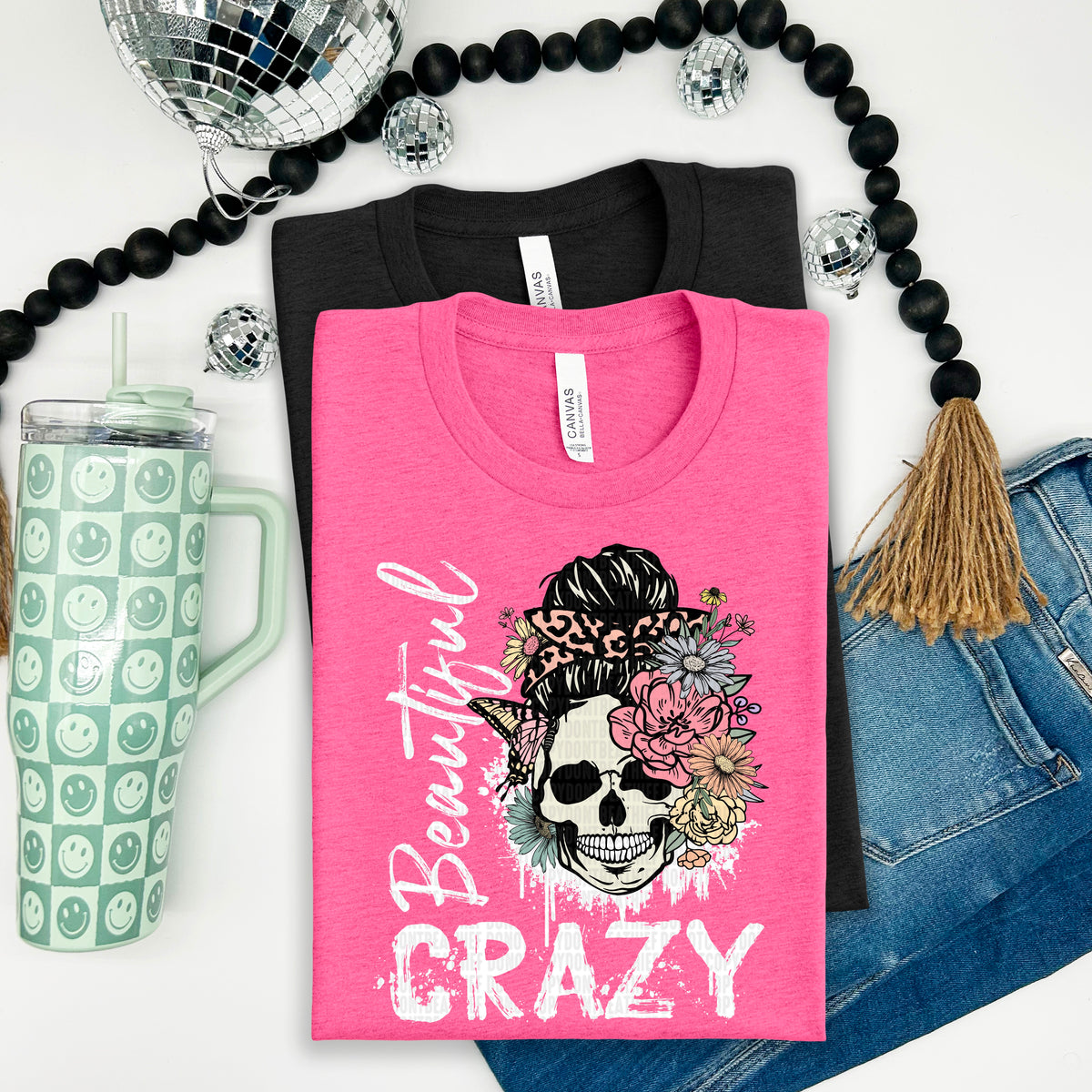 Beautiful crazy white font 100120 DTF transfer