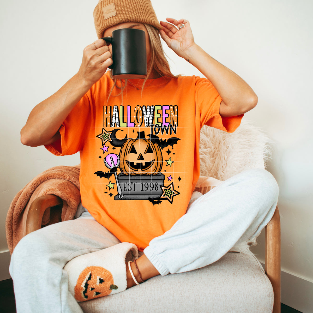 Colorful halloweent0wn pumpkin exclusive DTF transfer