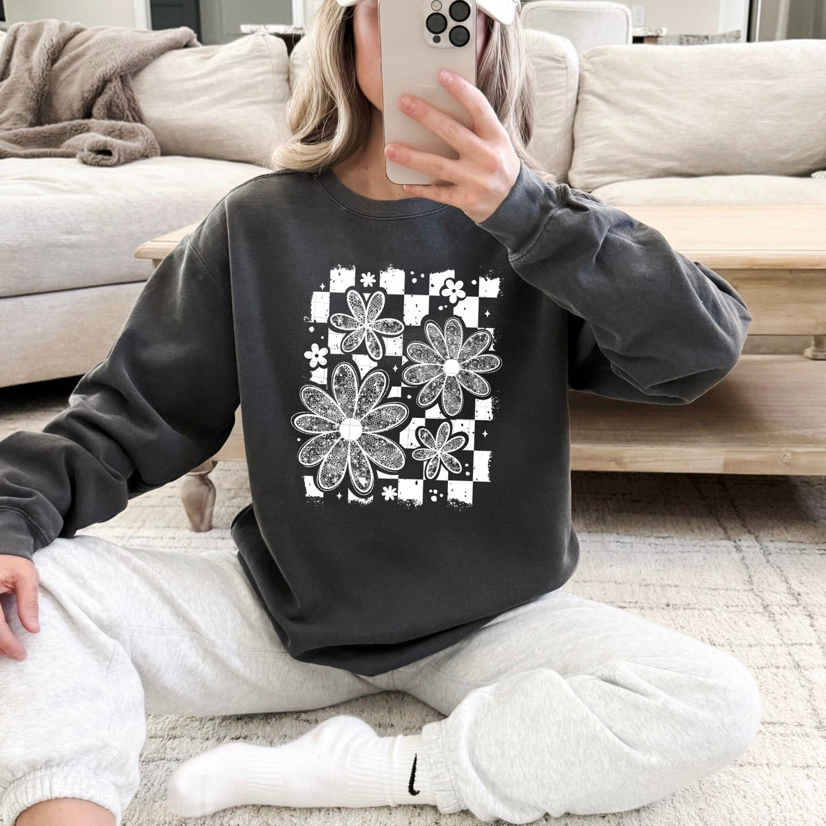 Lace distressed florals WHITE (CSC) DTF Transfer