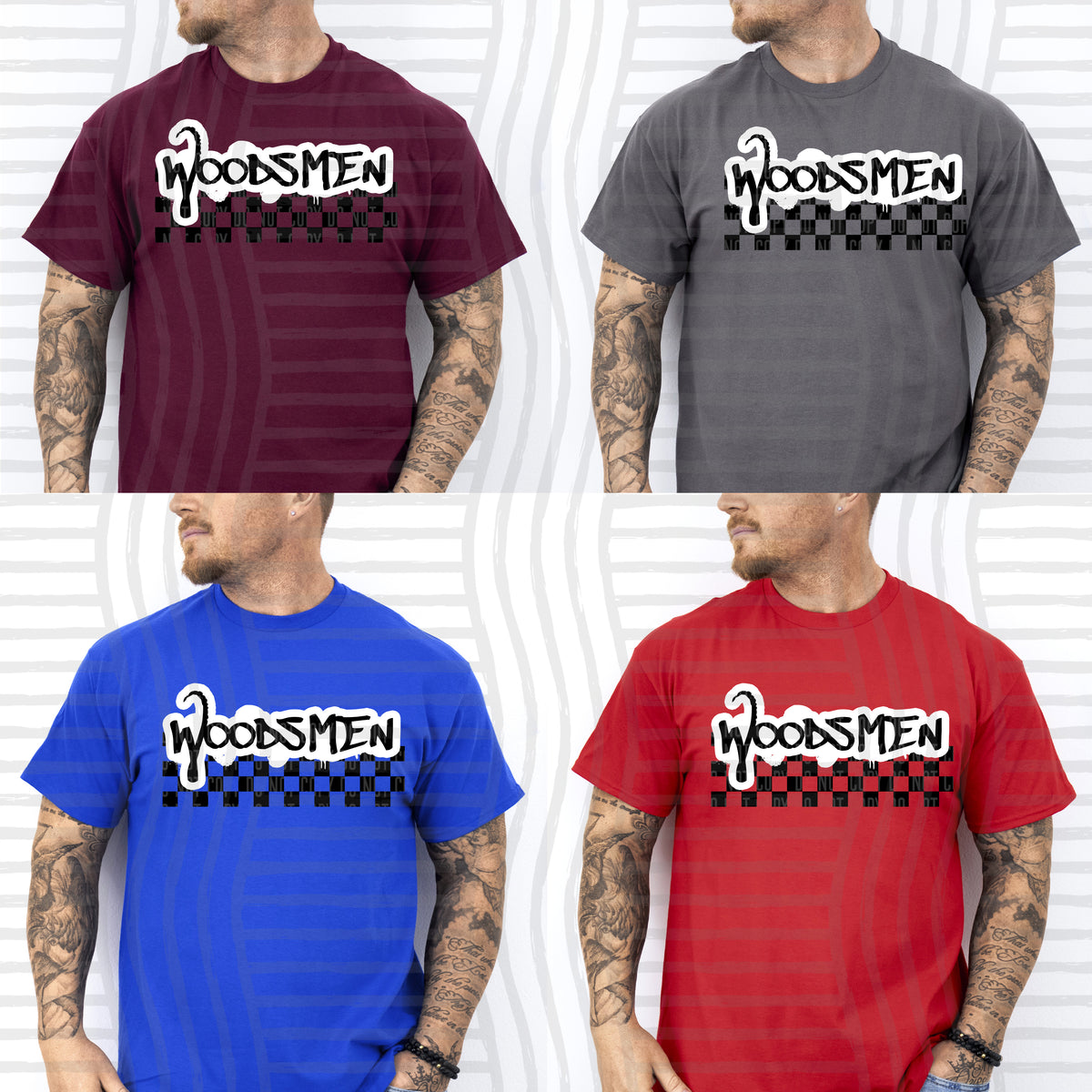 woodsmen black messy font with checkers (Caplinger) DTF Transfer