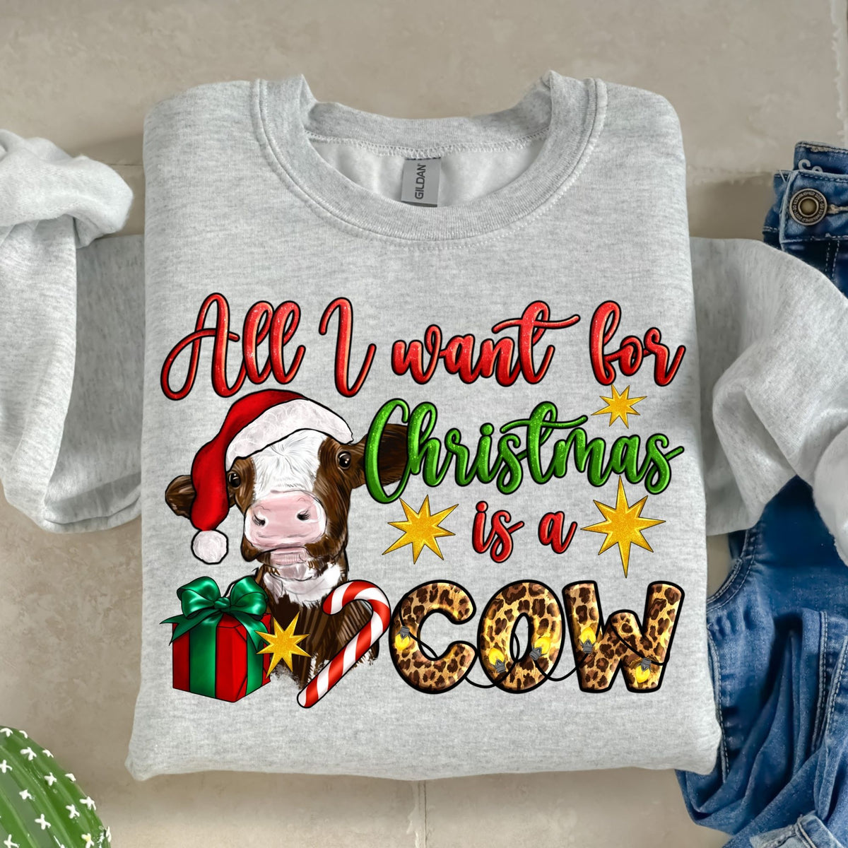 All I want for Christmas is a Cow-38532-DTF transfer