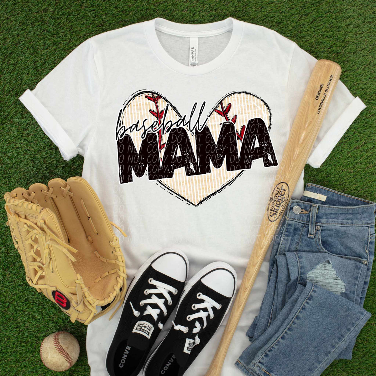 Baseball mama baseball heart (CITY) 84975 DTF transfer