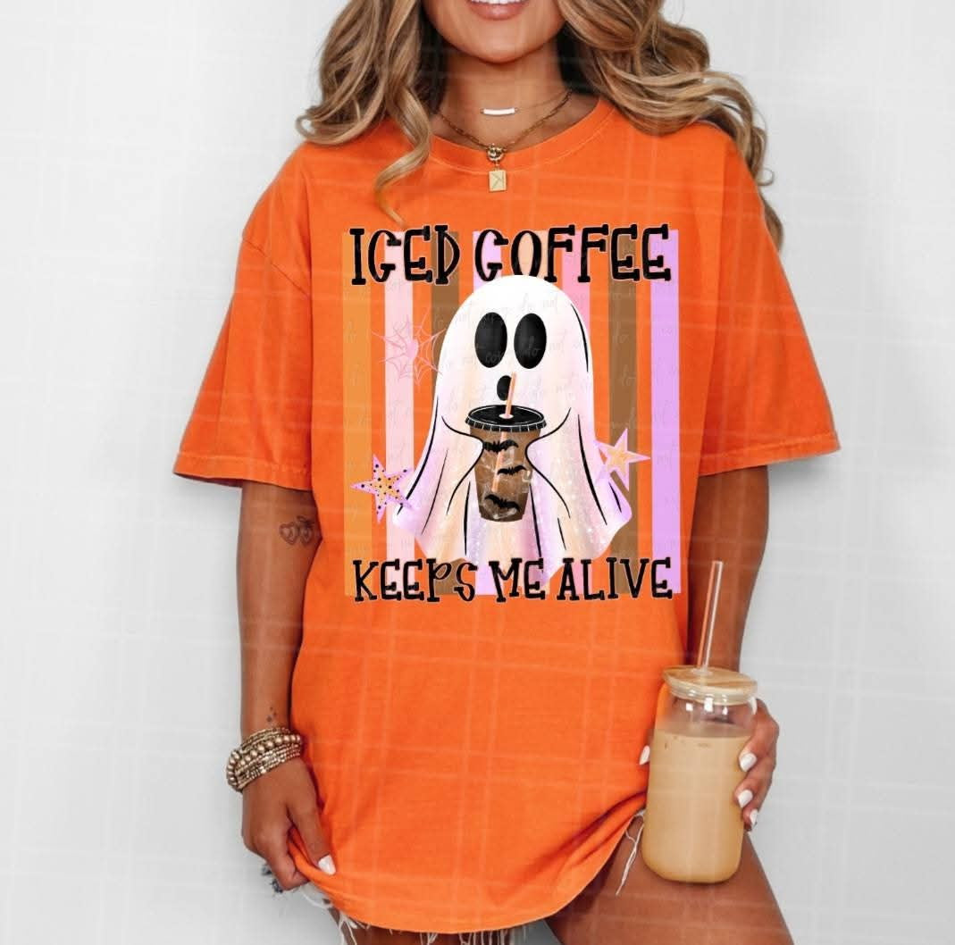 Iced coffee keeps me alive ghost Sunday Special DTF transfer