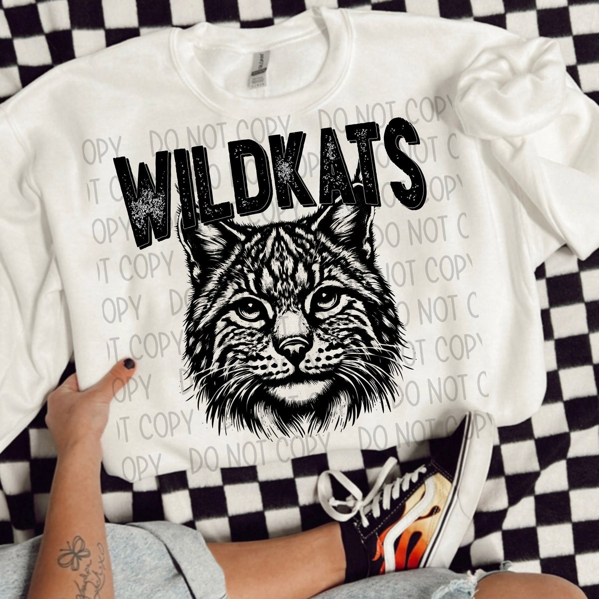 Wildkats black/white outline DTF transfer