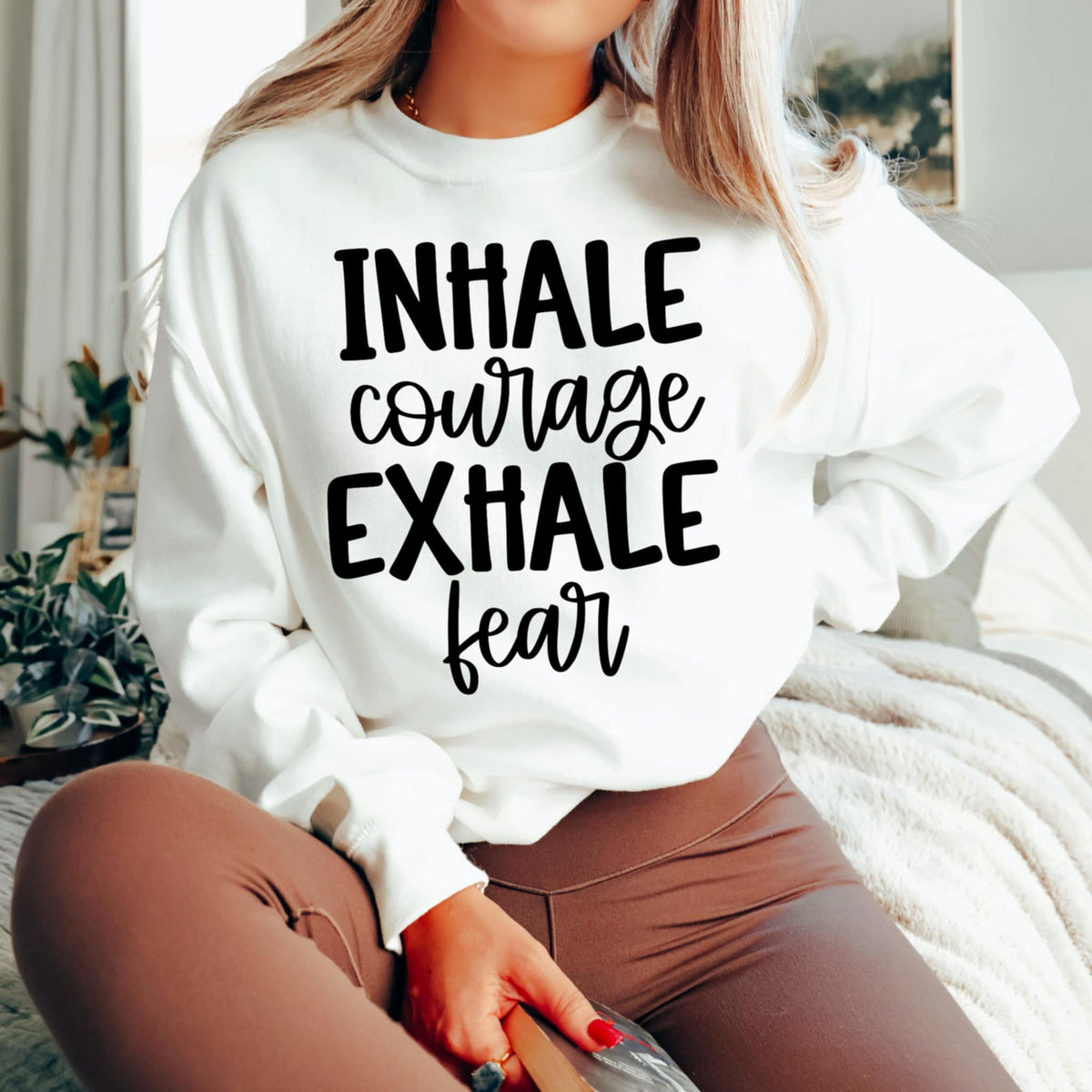 Inhale courage exhale fear BLACK (CMLD) 98747 DTF transfer