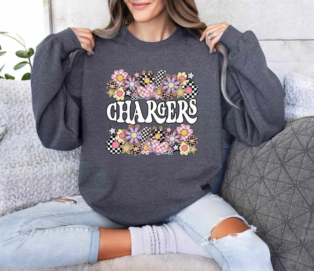 Chargers checkered florals (S&G) 62419 DTF transfer