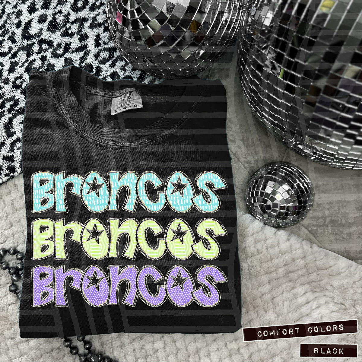 Broncos Pastel Star Stacked (Caplinger) 101566 DTF transfer
