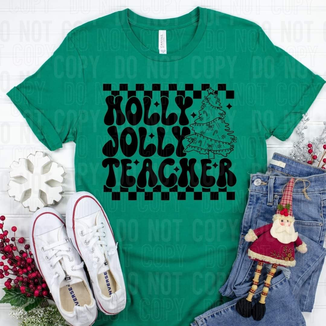 Holly jolly teacher BLACK (SBB) 60278 DTF transfer