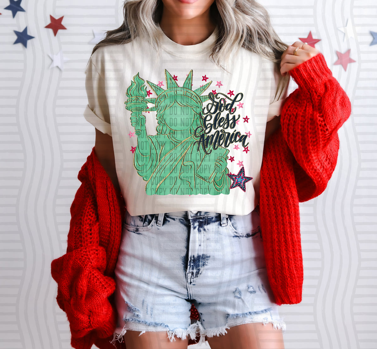 God bless America lady liberty (Caplinger) dtf transfer