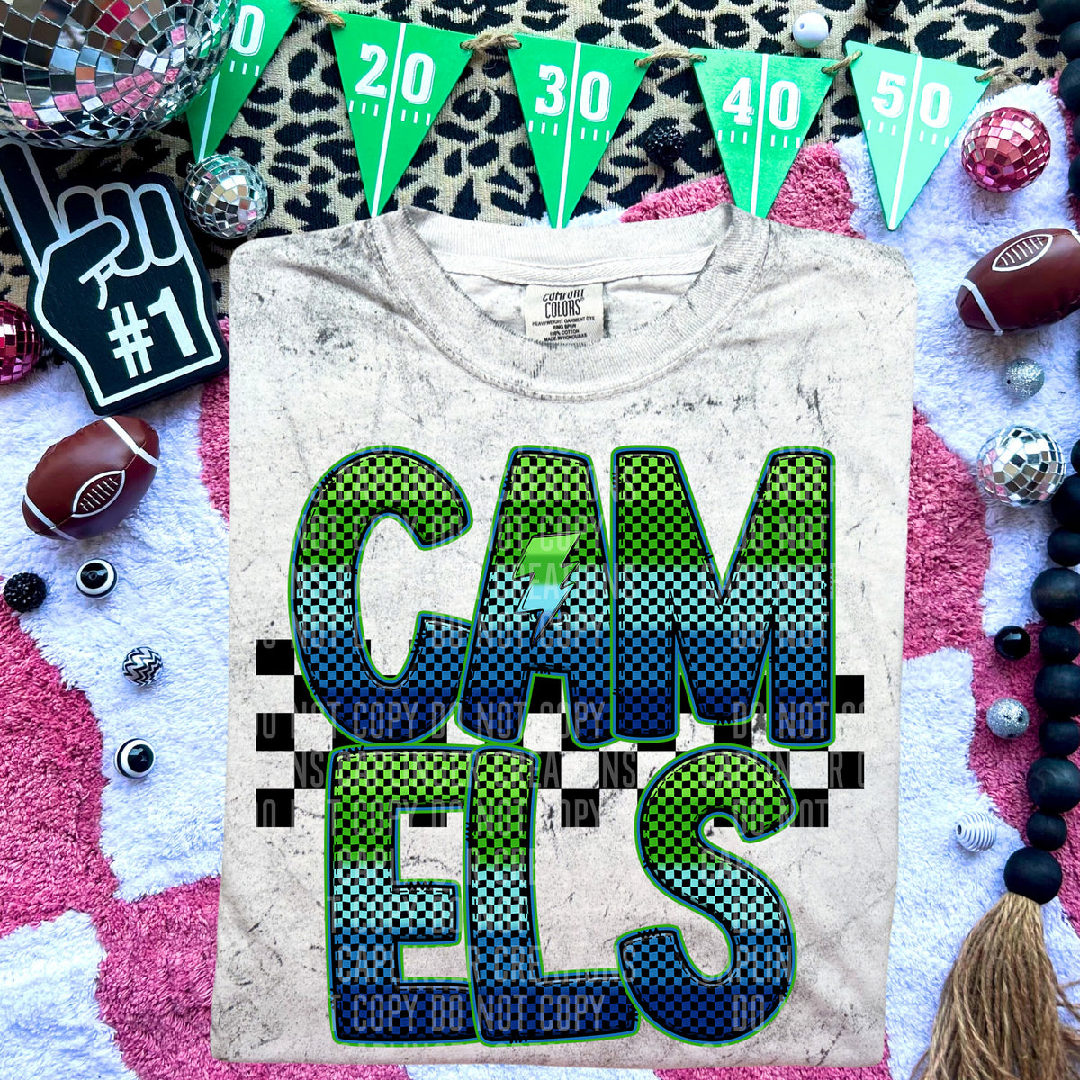 Camels Blue and Green Checkered (Caplinger) DTF transfer