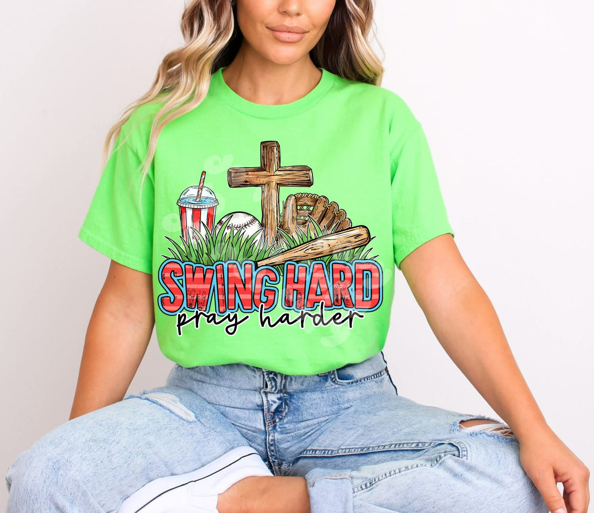 Swing hard pray harder baseball (C’s) DTF Transfer