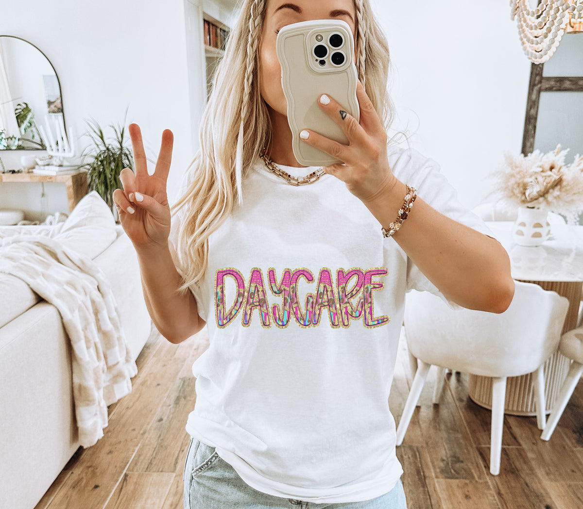 Pink and Leopard DAYCARE (Caplinger) DTF transfer