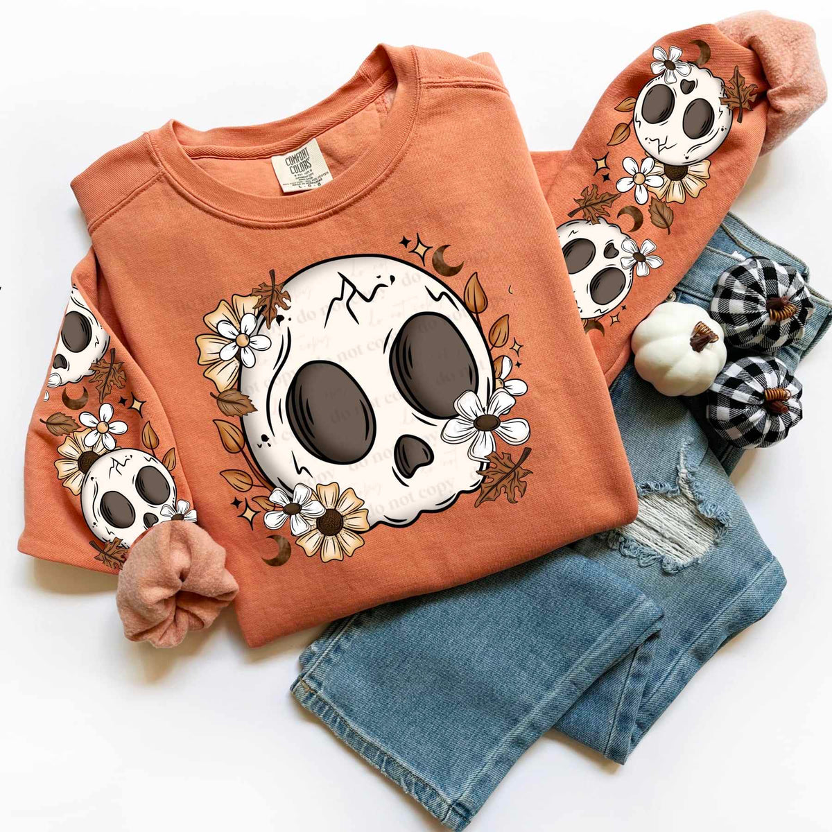 Skull with flowers FRONT (CSC) 55169 DTF transfer