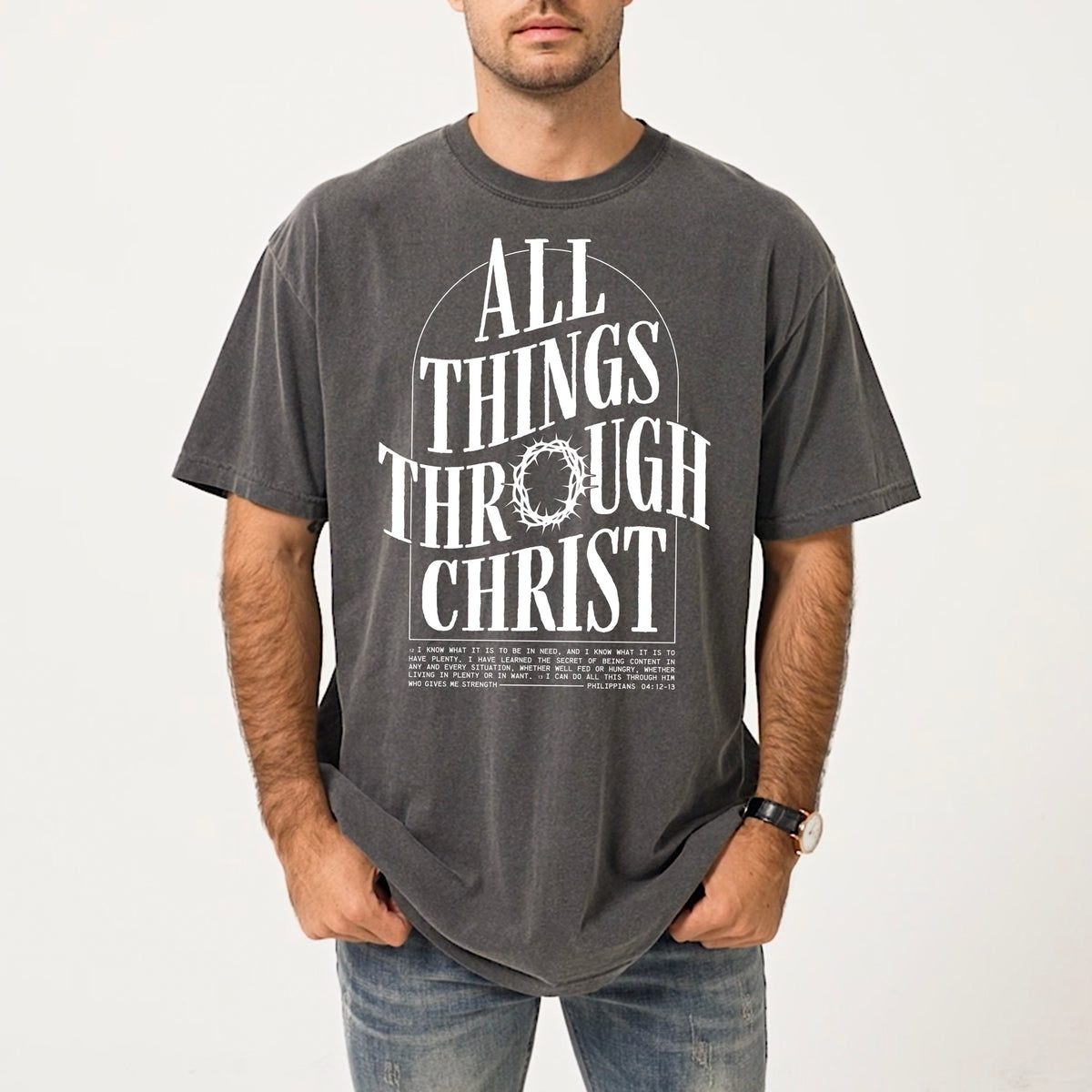All things through Christ (white) DTF Transfer
