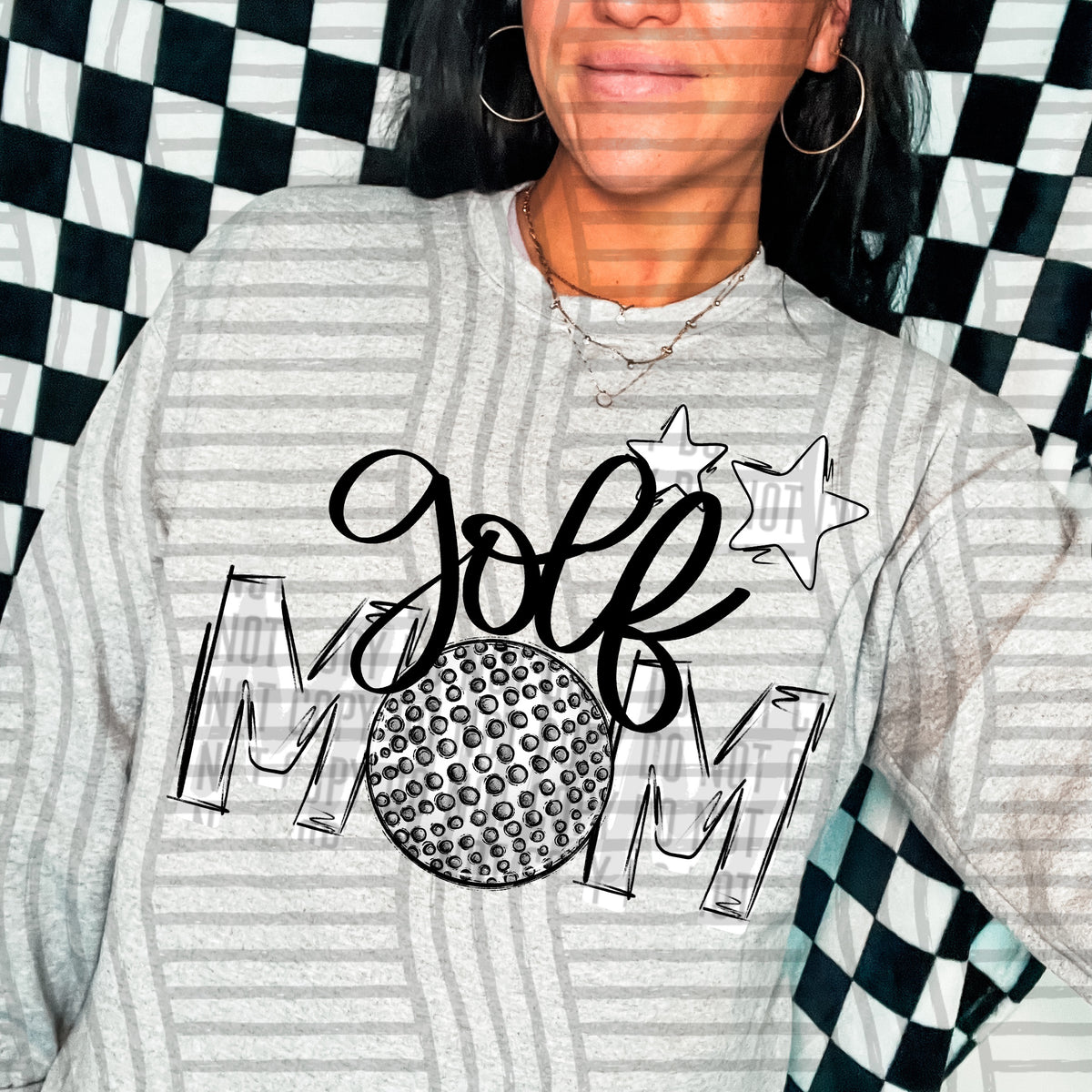 golf mom gray white stars (Caplinger) DTF transfer