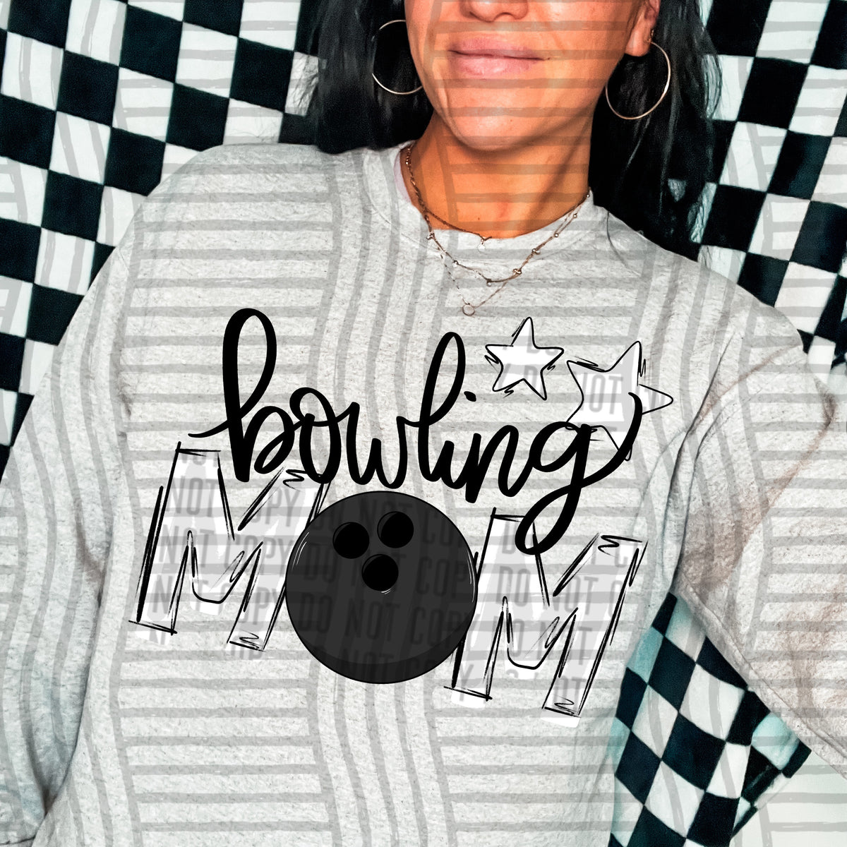 bowling mom white stars (Caplinger) DTF transfer