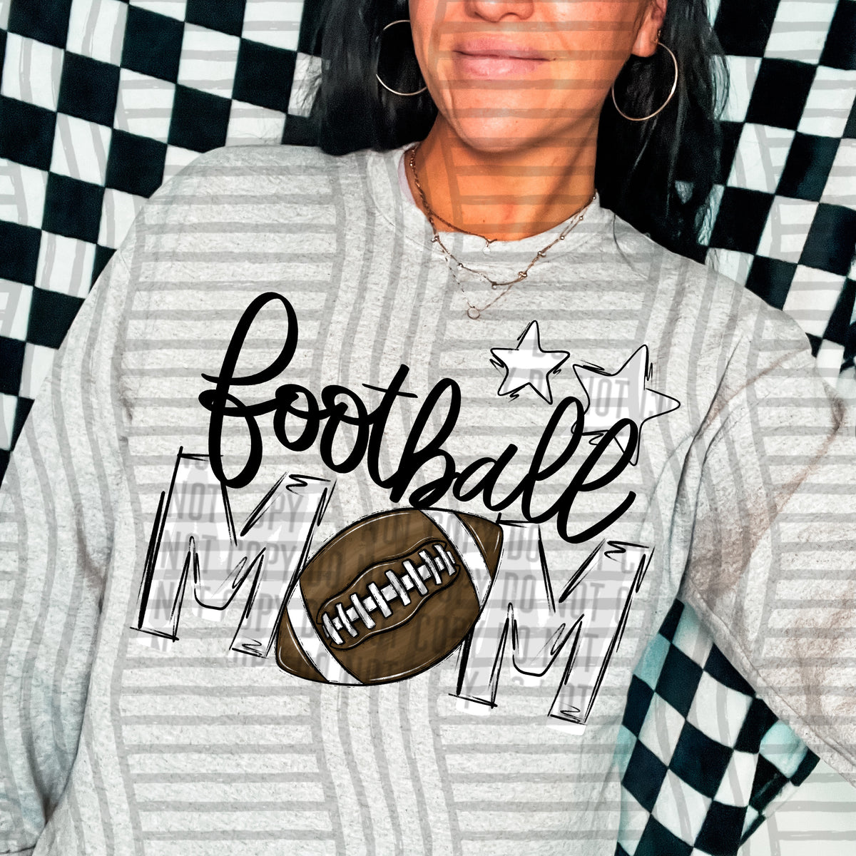 football mom gray white stars (Caplinger) DTF transfer