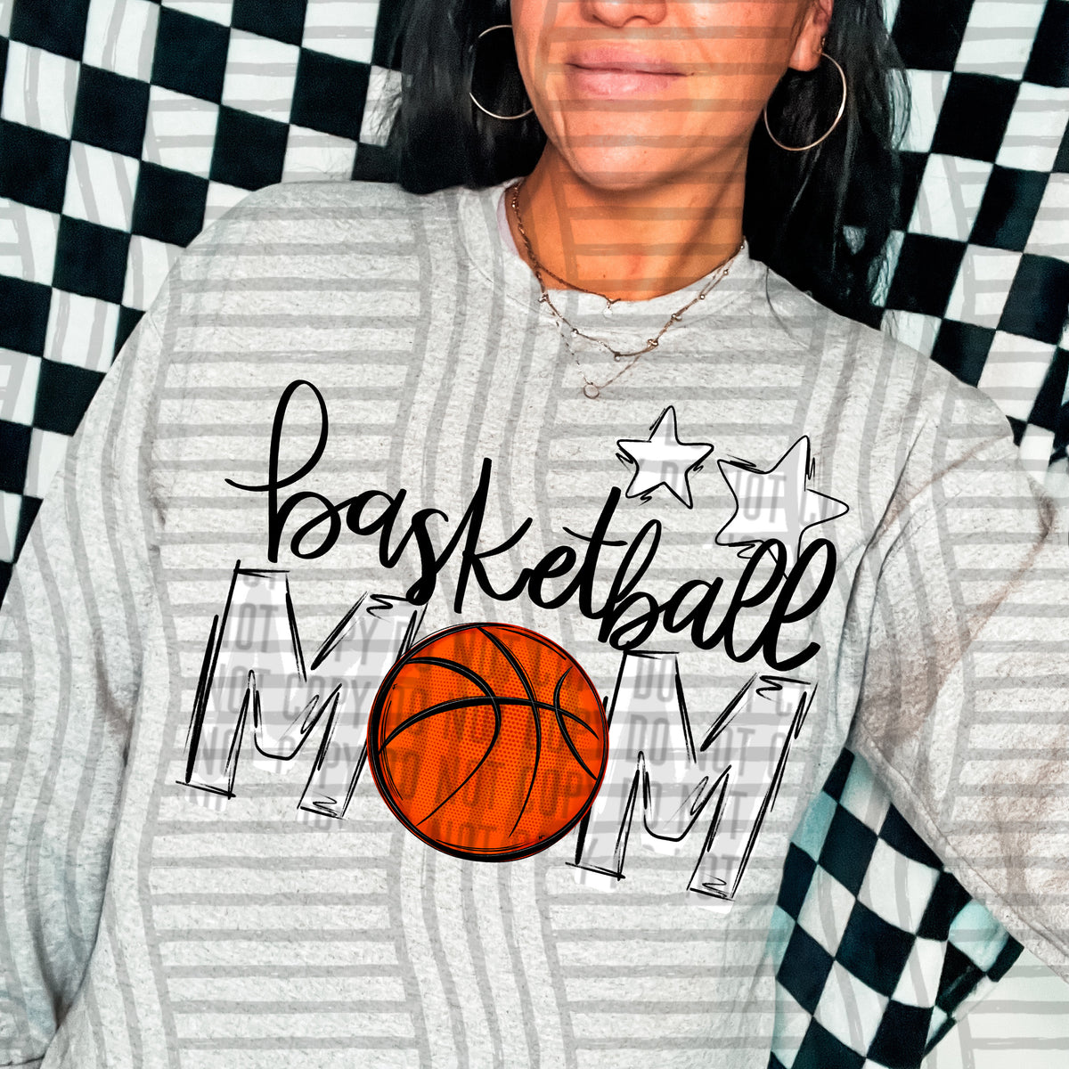 basketball mom gray white stars (Caplinger) DTF transfer
