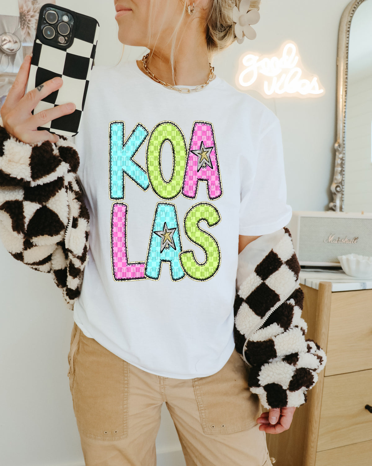Koalas Colorful Checkered (caplinger) DTF transfer