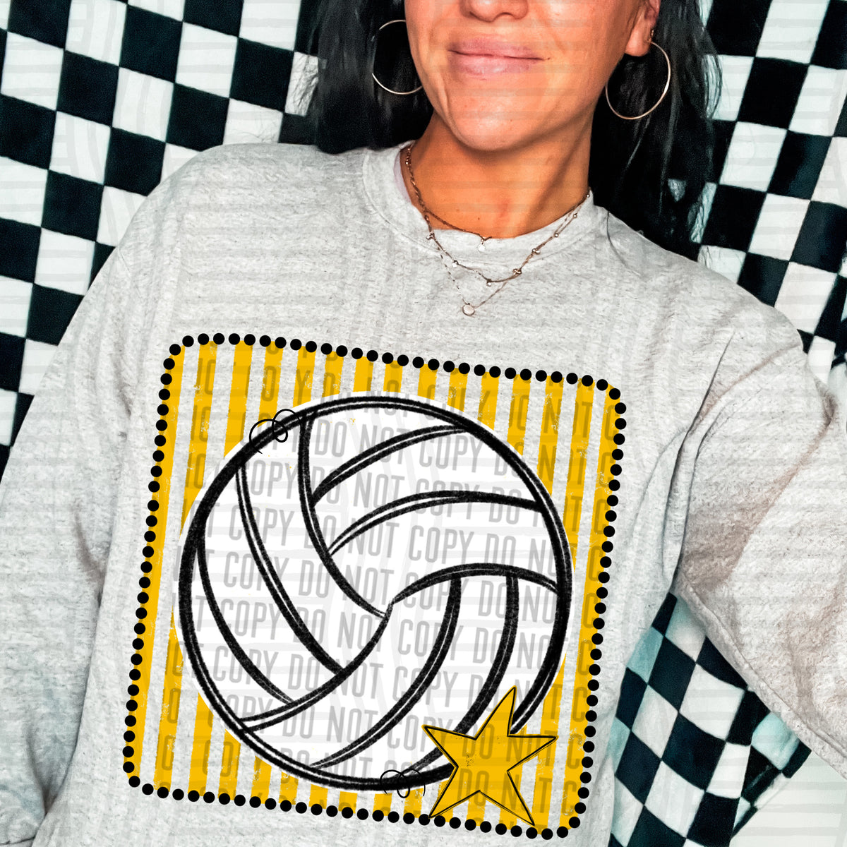 Volleyball yellow striped frame (Caplinger) DTF transfer