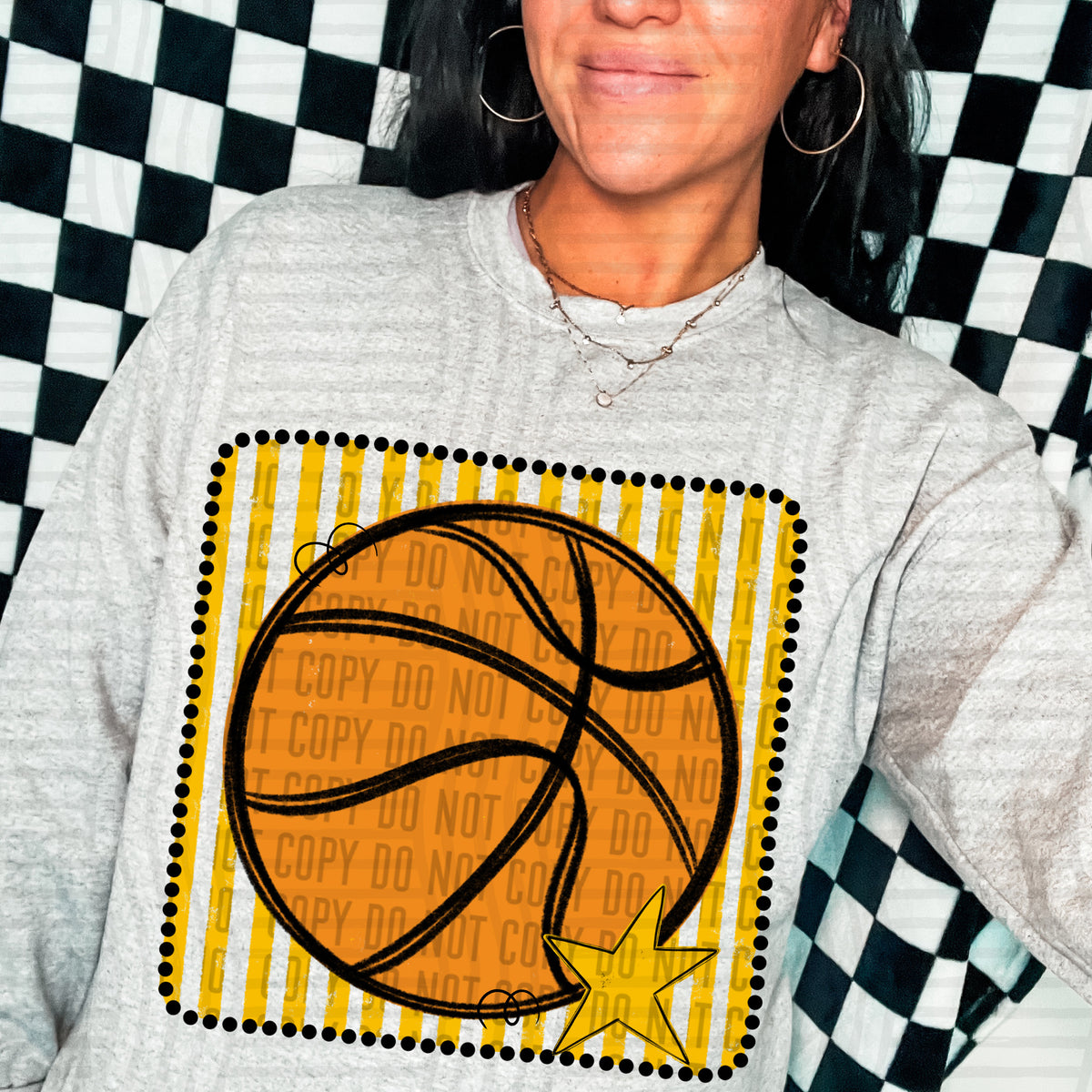 Basketball yellow striped frame (Caplinger) DTF transfer