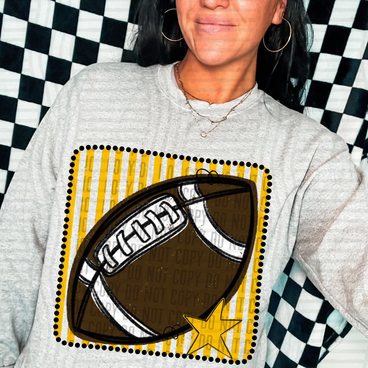 Football yellow striped frame (Caplinger) DTF transfer