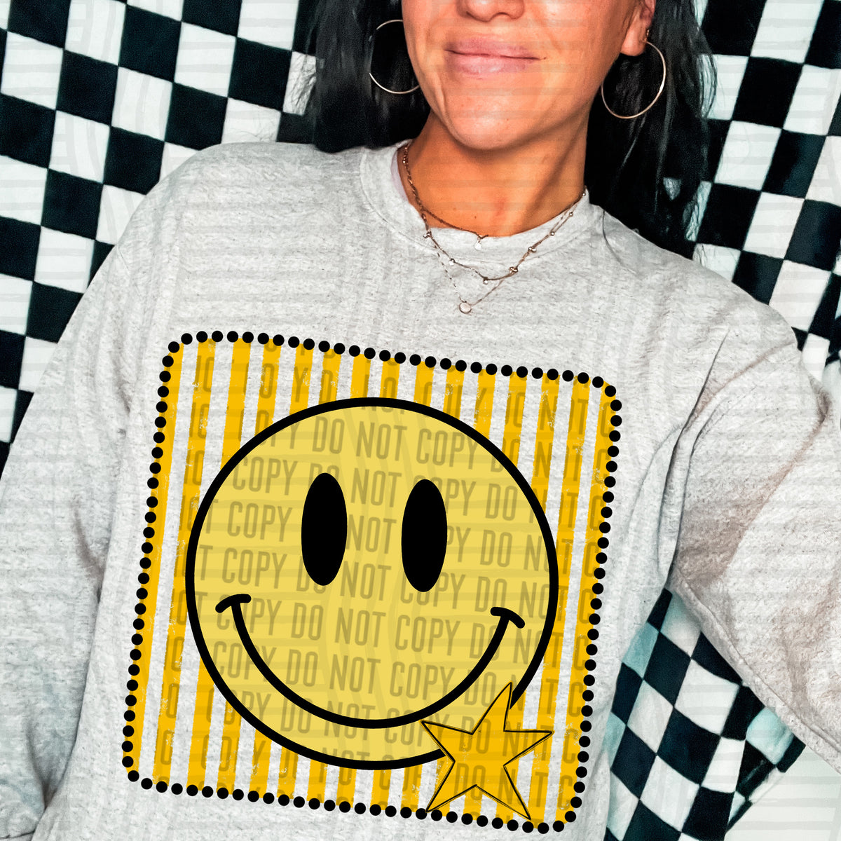 Smiley yellow striped frame (Caplinger) DTF transfer
