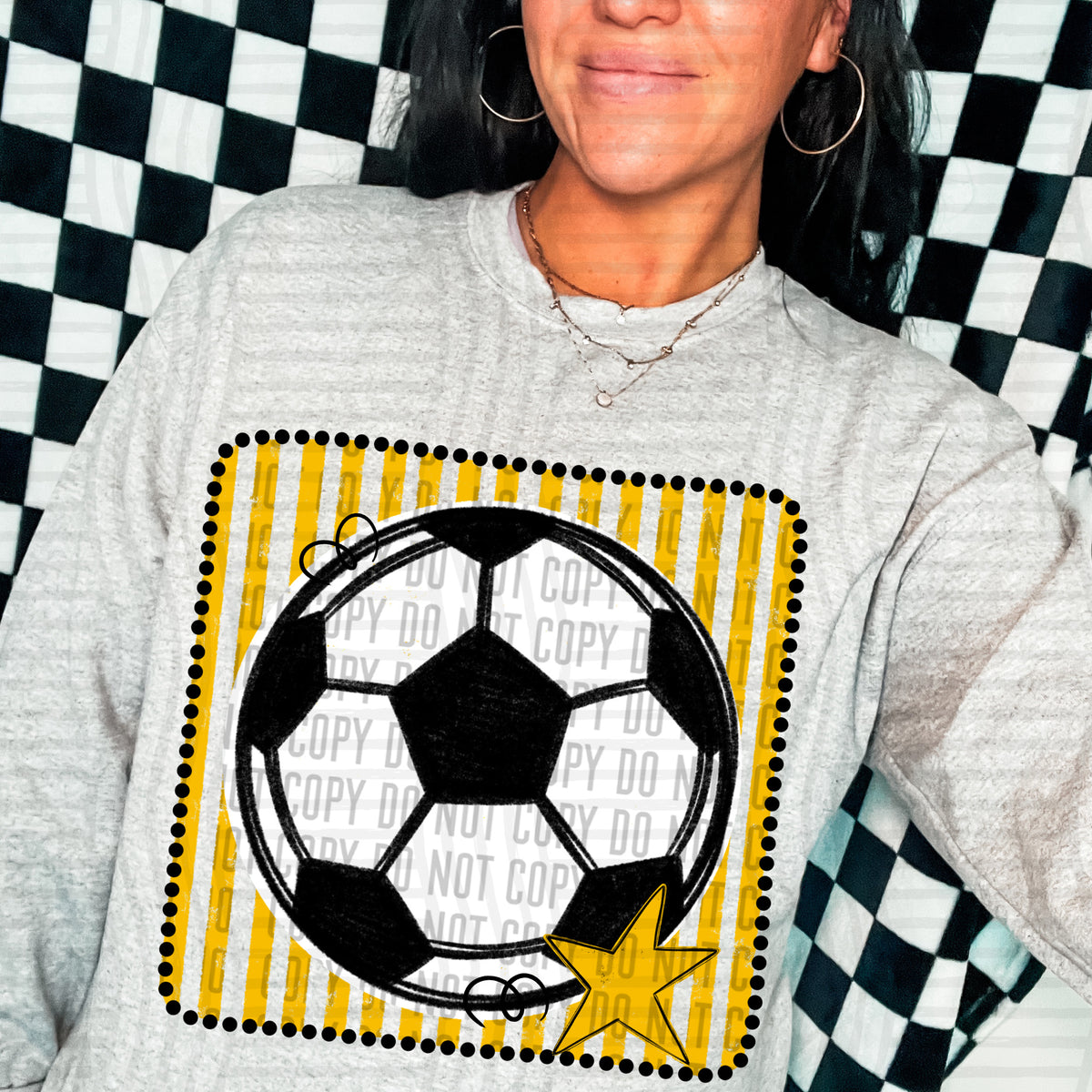 Soccer yellow striped frame (Caplinger) DTF transfer