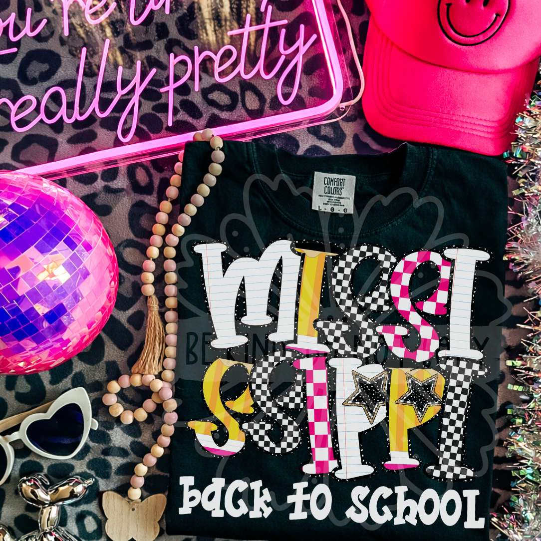 mississippi back to school patterned letters (vehement) DTF Transfer
