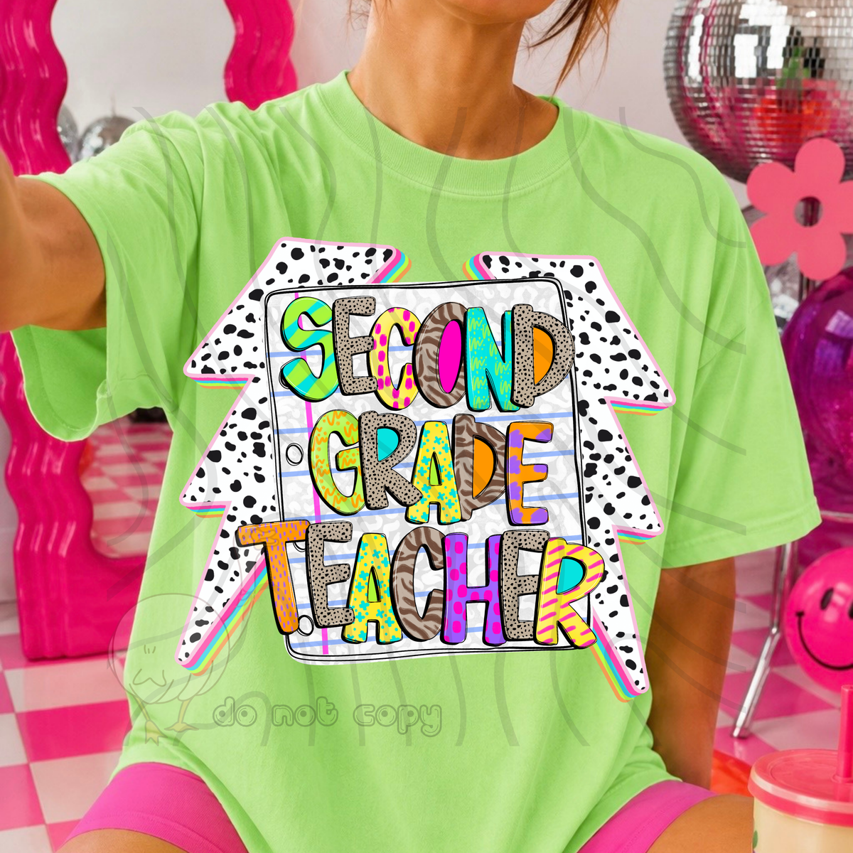 Second grade teacher dalmatian lightning bolts (DKD) DTF transfer